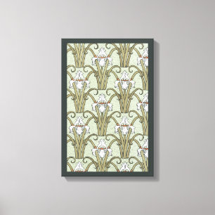 Vintage Art Nouveau Schwertlilienblüten in einem G Leinwanddruck