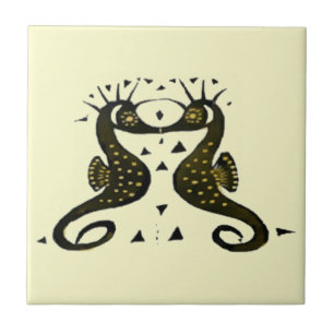 Vintage Art Nouveau Seepferdchen Fliese