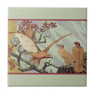 Vintage Art Nouveau Smaragdgrün Adler Natur Kunst Fliese