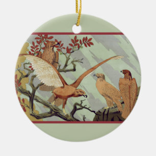 Vintage Art Nouveau Smaragdgrün Adler Natur Kunst Keramik Ornament