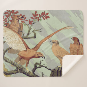 Vintage Art Nouveau Smaragdgrün Adler Natur Kunst Sherpadecke