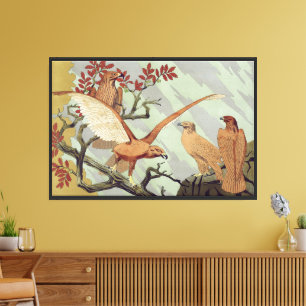 Vintage Art Nouveau Smaragdgrüner Adler Naturkunst Leinwanddruck