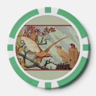 Vintage Art Nouveau Smaragdgrüner Adler Naturkunst Pokerchips