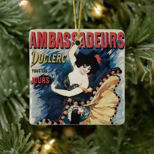 Vintage Art Nouveau, spanische Flamencotänzerin Keramikornament