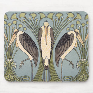 Vintage Art Nouveau Störche Mousepad