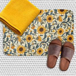 Vintage Art Nouveau Sunflower Pattern Badematte
