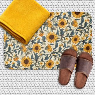 Vintage Art Nouveau Sunflower Pattern Badematte
