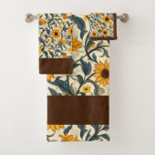 Vintage Art Nouveau Sunflower Pattern Badhandtuch Set (Insitu)