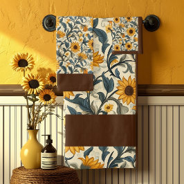 Vintage Art Nouveau Sunflower Pattern Badhandtuch Set