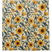 Vintage Art Nouveau Sunflower Pattern Duschvorhang (Vorderseite)