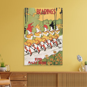 Vintage Art Nouveau, Tandem-Fahrrad mit Kugellager Leinwanddruck