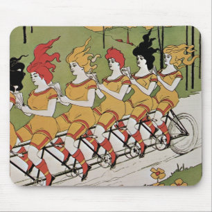 Vintage Art Nouveau, Tandem-Fahrrad Mousepad