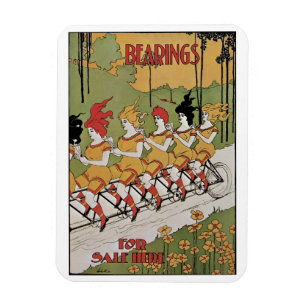 Vintage Art Nouveau, Tandemfahrrad Magnet