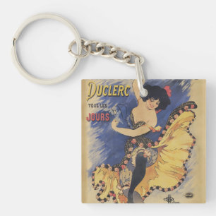 Vintage Art Nouveau Tänzer Französisches Plakat Schlüsselanhänger