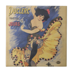 Vintage Art Nouveau Tänzerin Französisches Plakat Fliese