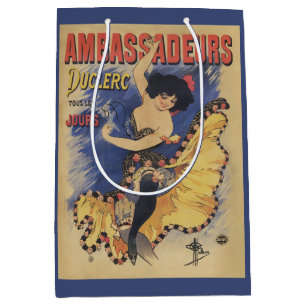 Vintage Art Nouveau Tänzerin Französisches Plakat Mittlere Geschenktüte