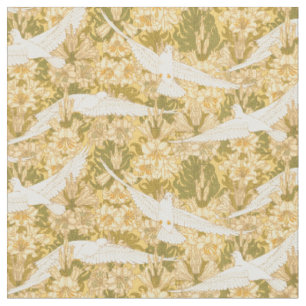 Vintage Art Nouveau Tauben und Lilien Muster Stoff