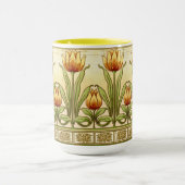 Vintage Art Nouveau Tulip Flower Pattern Frieze Tasse (Zentrum)