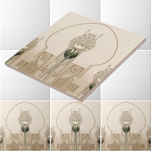 Vintage Art Nouveau Tulpenfries Fliese