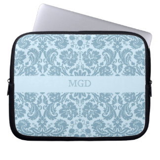 Vintage Art Nouveau Türkis Blumenmonogramm Laptopschutzhülle