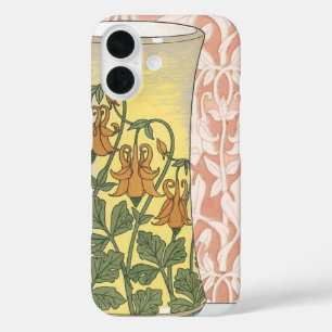 Vintage Art Nouveau, Vasen mit Akelei-Blumen iPhone 16 Hülle
