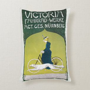 Vintage Art Nouveau, Victoria Fahrrad Werke, Rehm Dekokissen