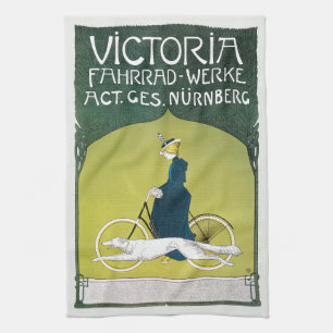 Vintage Art Nouveau, Victoria Fahrrad Werke, Rehm Geschirrtuch