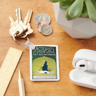 Vintage Art Nouveau, Victoria Fahrrad Werke, Rehm Schlüsselanhänger