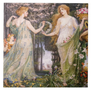 Vintage Art Nouveau Vier Jahreszeiten von Walter C Fliese