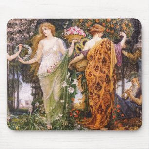 Vintage Art Nouveau Vier Jahreszeiten von Walter C Mousepad