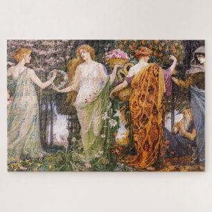 Vintage Art Nouveau Vier Jahreszeiten von Walter C Puzzle