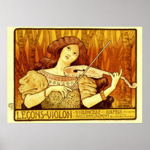 Vintage Art Nouveau Violinmädchen von Paul Berthon Poster