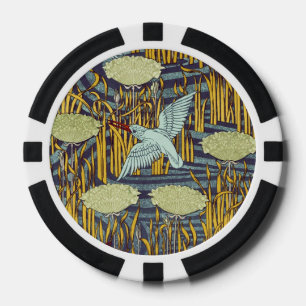 Vintage Art Nouveau Vogel & Sumpf Natur Muster Pokerchips