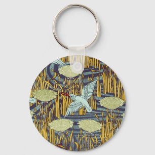 Vintage Art Nouveau Vogel & Sumpf Natur Muster Schlüsselanhänger