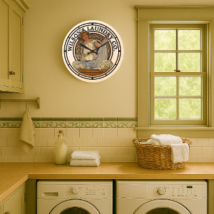 Vintage-Art Nouveau-Wäscherei aus der viktorianisc Große Wanduhr