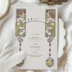 Vintage Art Nouveau Wedding Drinks Menu Card Folieneinladung
