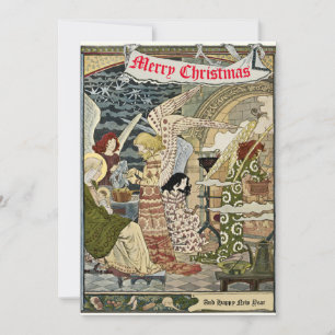 Vintage Art Nouveau Weihnachts-Krippenszene 1893 Feiertagskarte