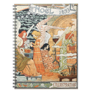 Vintage Art Nouveau Weihnachtsengel und Madonna Notizblock