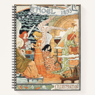 Vintage Art Nouveau Weihnachtsengel und Madonna Notizblock