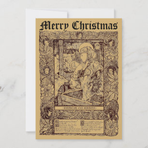 Vintage Art Nouveau Weihnachtsgeburt 1898 Feiertagskarte