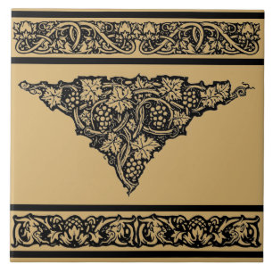 Vintage Art Nouveau Weinrebe Fliese