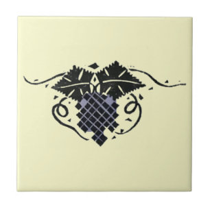 Vintage Art Nouveau Weinrebe Fliese