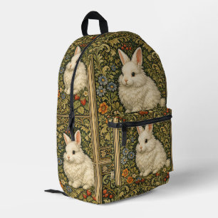 Vintage Art Nouveau weißes Kaninchen Bedruckter Rucksack