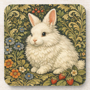 Vintage Art Nouveau weißes Kaninchen  Getränkeuntersetzer
