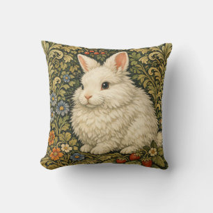 Vintage Art Nouveau weißes Kaninchen  Kissen