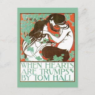 Vintage Art Nouveau, wenn Herzen Trumpf sind Postkarte