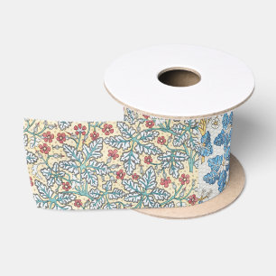 Vintage Art Nouveau Wildgeranien-Blumenmuster Satinband