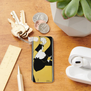 Vintage Art Nouveau, Woman Reading a Yellow Book Schlüsselanhänger