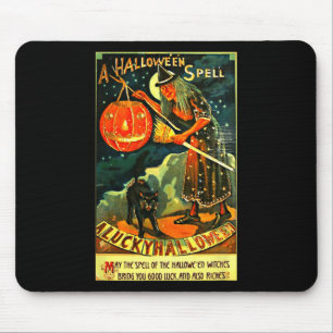Vintage Art Retro Halloween Hexe Mousepad