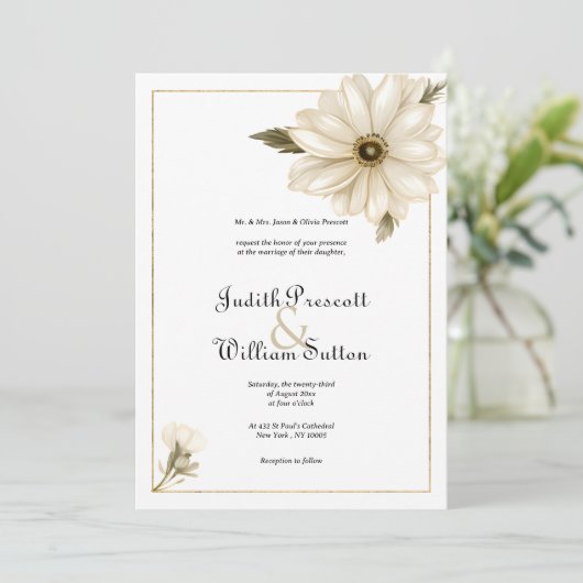 Vintage Art rustikale Blume Hochzeit Einladung (Stehend Vorderseite)